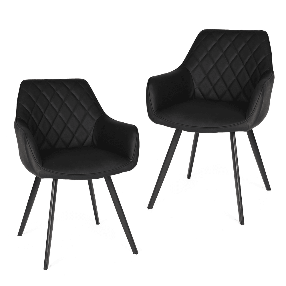 Set of 2 Xena Eco Leather Dining Chair Black Metal Legs - Fast shipping On sale