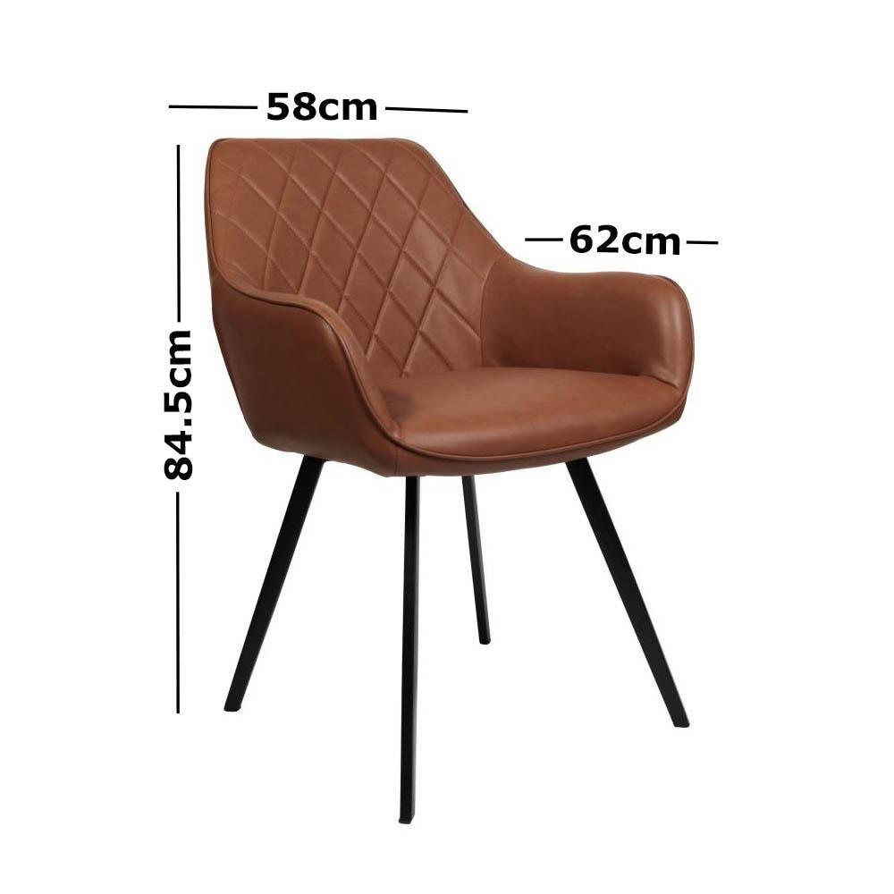 Set of 2 Xena Eco Leather Dining Chair Black Metal Legs - Vintage Cognac Fast shipping On sale
