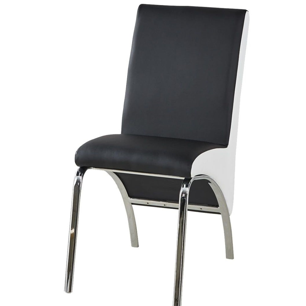 Set Of 4 Celine PU Leather Dining Chair W/ Metal Legs - Black Fast shipping On sale