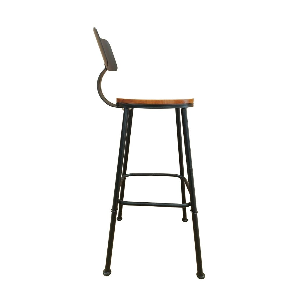 Set Of 4 Industrial Kitchen Bar stool Wooden Seat Metal Frame - Black Stool Fast shipping On sale