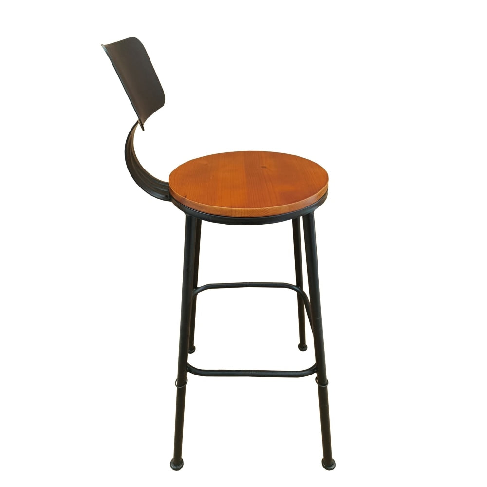 Set Of 4 Industrial Kitchen Bar stool Wooden Seat Metal Frame - Black Fast shipping On sale