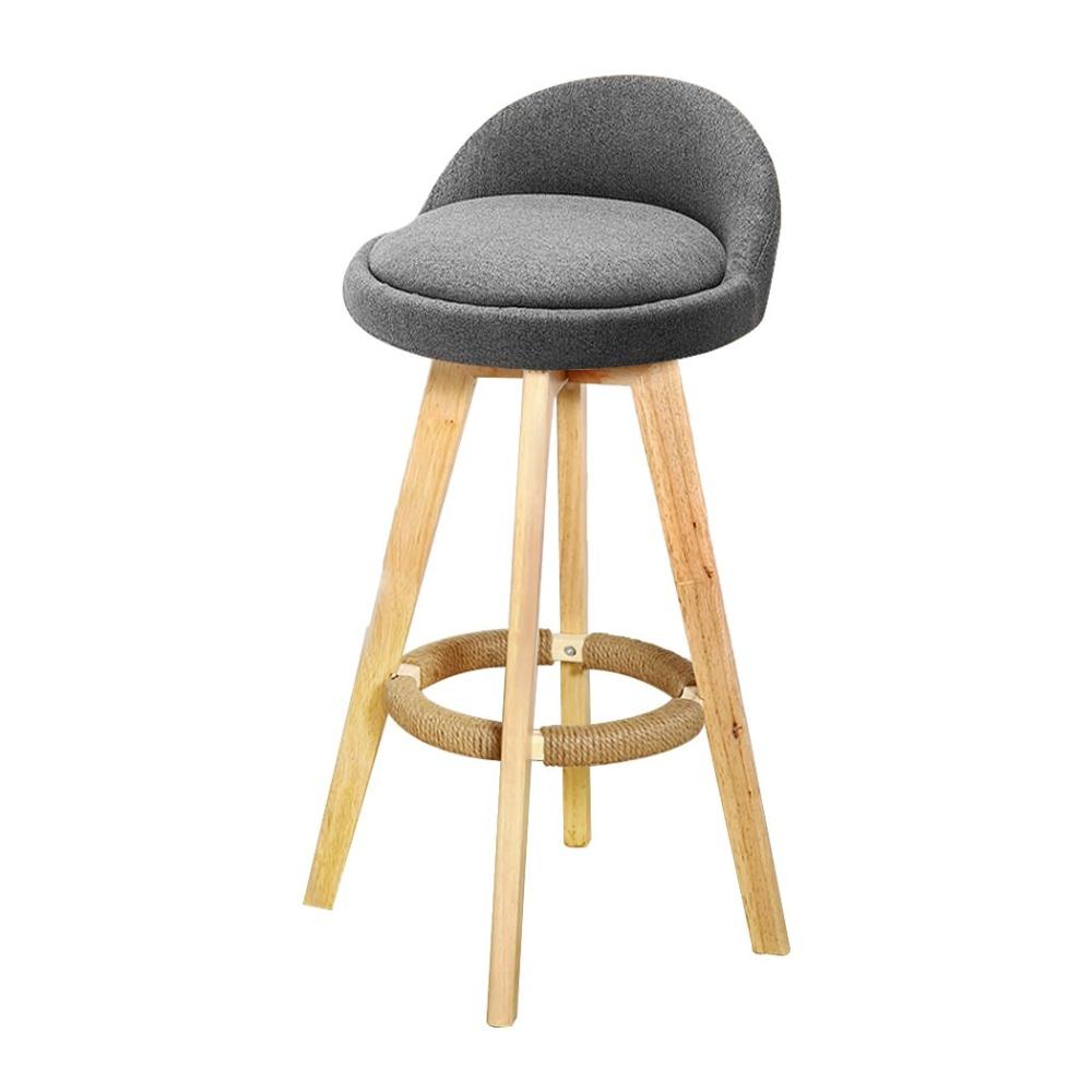 Set of 4 Fabric Swivel Bar Stool Kitchen Wooden Barstools Grey Fast shipping On sale