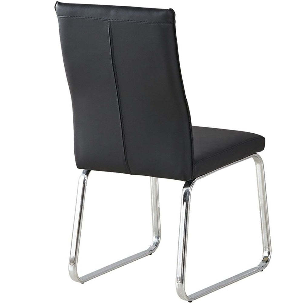 Set Of 4 Fritz PU Leather Dining Chair W/ Metal Legs - Black Fast shipping On sale