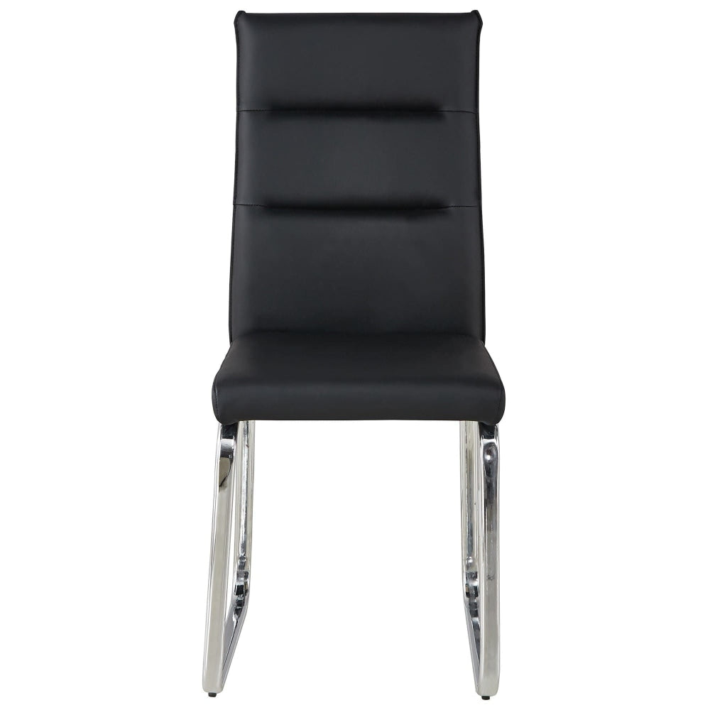 Set Of 4 Fritz PU Leather Dining Chair W/ Metal Legs - Black Fast shipping On sale