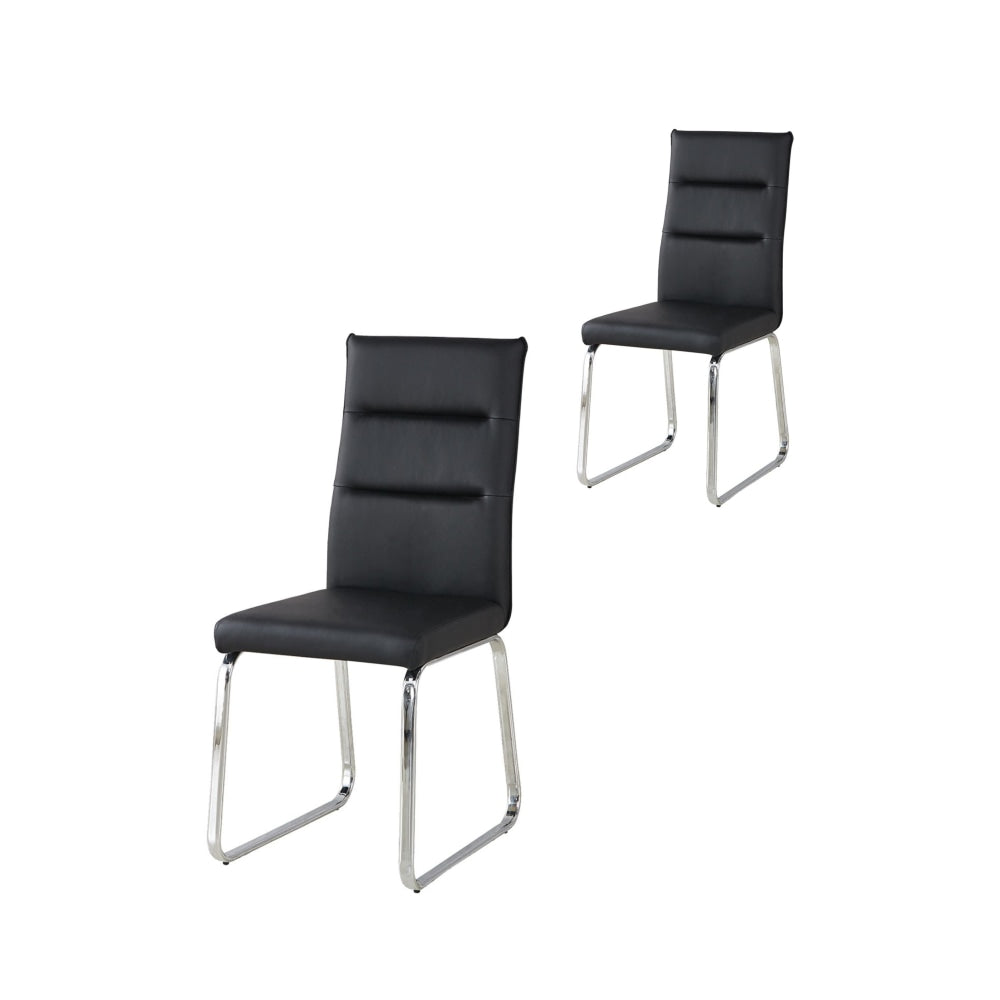 Set Of 4 Fritz PU Leather Dining Chair W/ Metal Legs - Black Fast shipping On sale