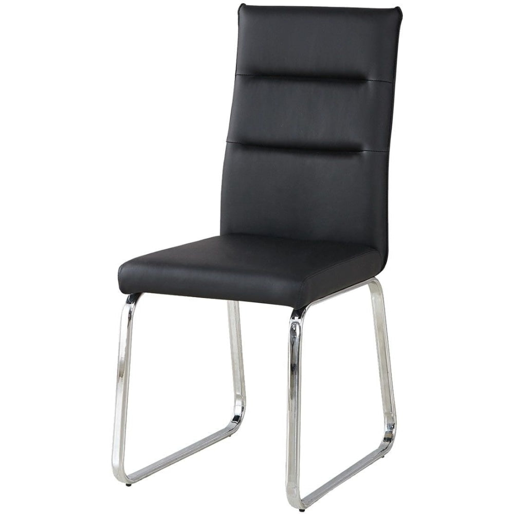 Set Of 4 Fritz PU Leather Dining Chair W/ Metal Legs - Black Fast shipping On sale
