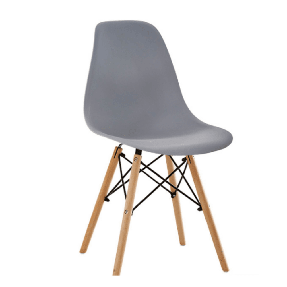 Set Of 4 Replica Dining Chair Eiffel Design Wooden Legs - Grey Fast shipping On sale