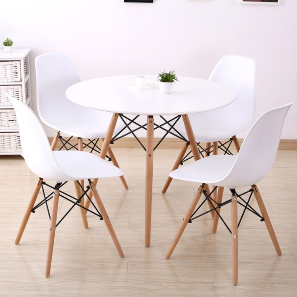 Set Of 4 Replica Dining Chair Eiffel Design Wooden Legs - White Fast shipping On sale