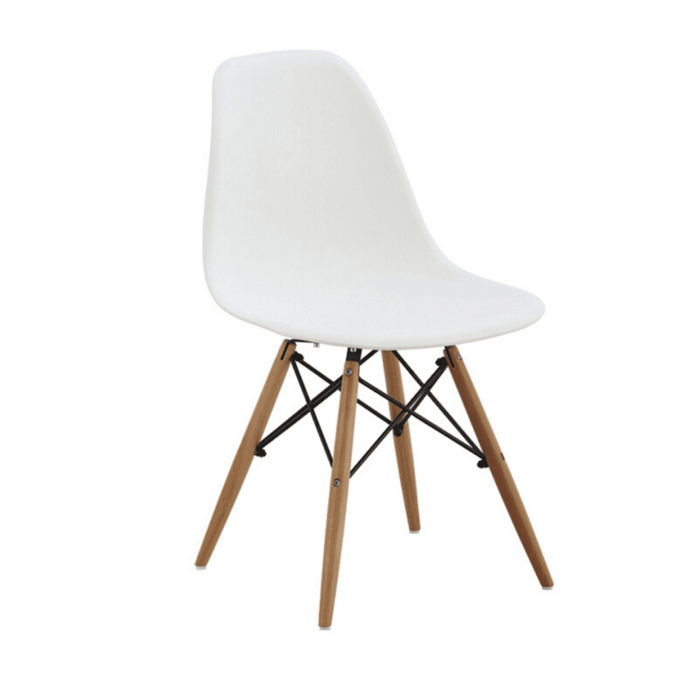 Set Of 4 Replica Dining Chair Eiffel Design Wooden Legs - White Fast shipping On sale