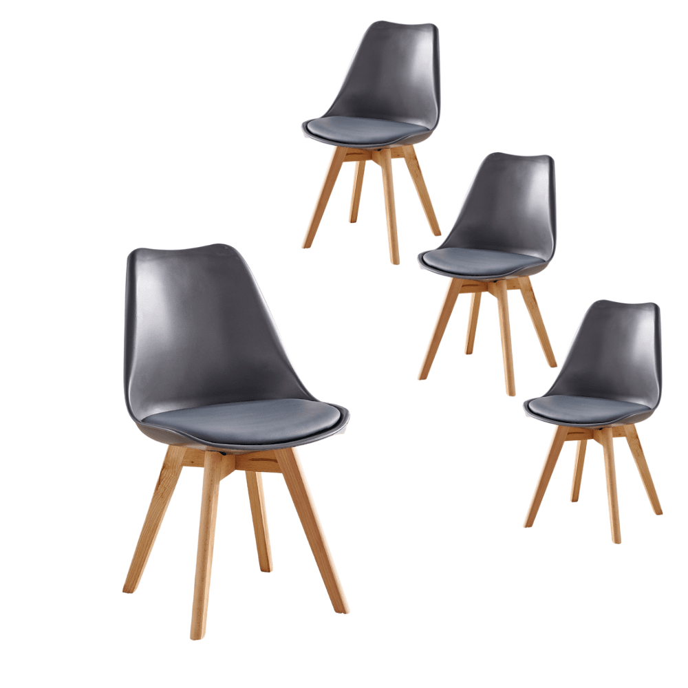 Set Of 4 Replica Dining Chair Faux Leather Padded - Grey Fast shipping On sale