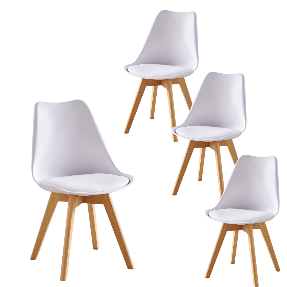 Set Of 4 Replica Dining Chair Faux Leather Padded - White Fast shipping On sale