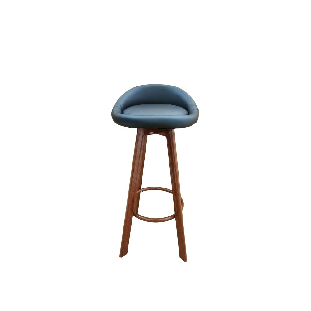 Set of 4 Faux Leather Kitchen Counter Bar Stool Wooden Legs - Black & Walnut Fast shipping On sale