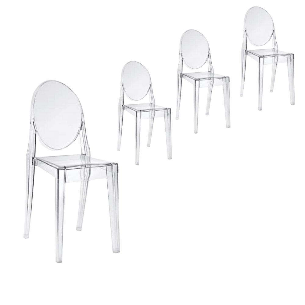 Set of 4 - Philippe Starck Replica Victoria Ghost Dining Chair Clear Fast shipping On sale