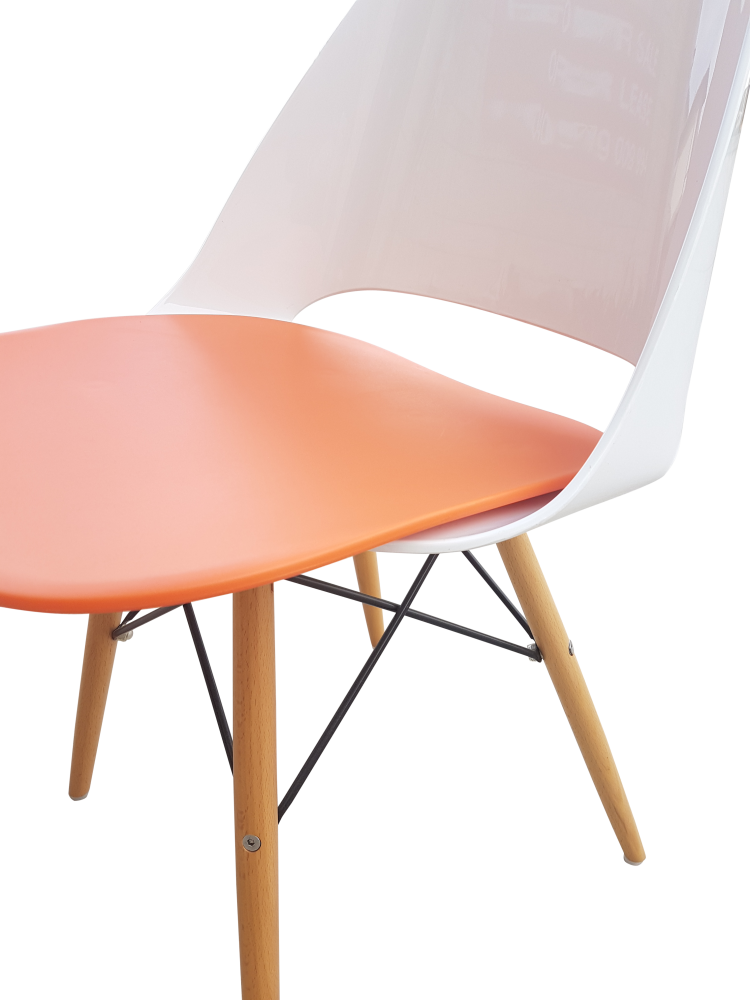 Set of 4 - Plaza Scandinavian Dining Chair - Orange Fast shipping On sale