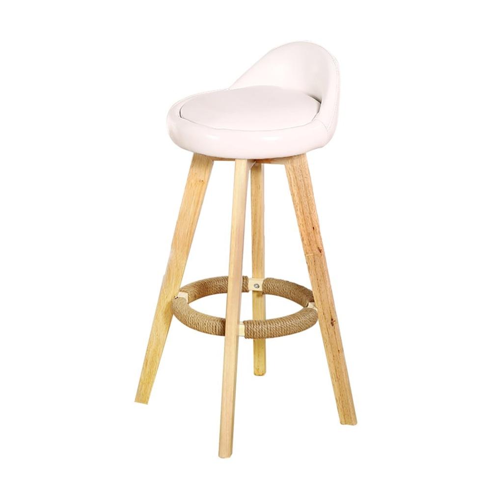 Set of 4 PU Leather Swivel Bar Stool Kitchen Counter Wooden Barstools Ivory Fast shipping On sale