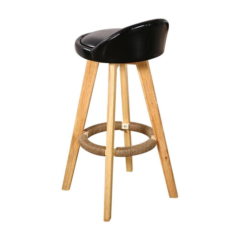 Set of 4 PU Leather Swivel Bar Stool Kitchen Wooden Barstools Black Fast shipping On sale