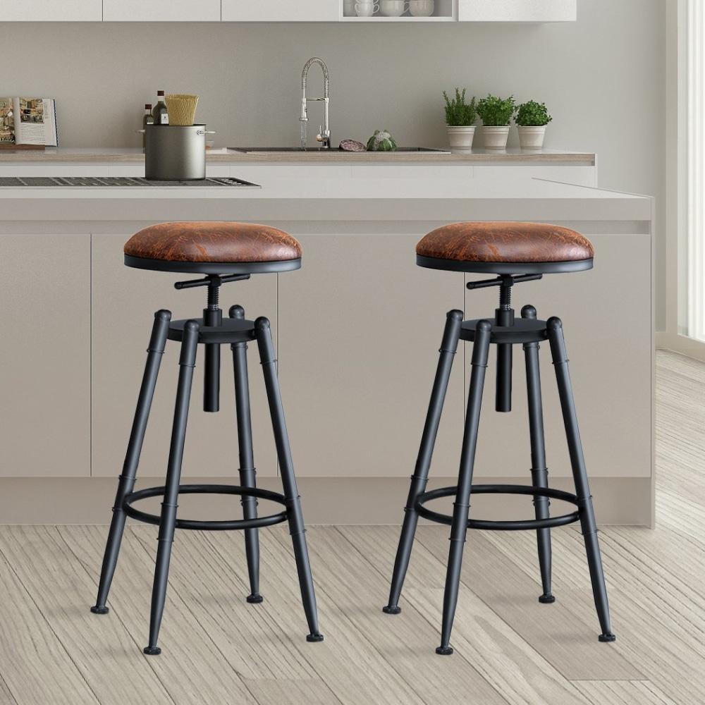 Set of 4 Rustic Industrial Bar Stool Kitchen Counter Swivel BarStools Fast shipping On sale
