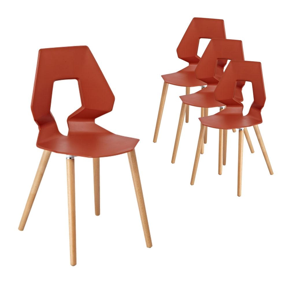 Set of 4 - Tech Scandinavian Kitchen Dining Side Chair - Orange Fast shipping On sale