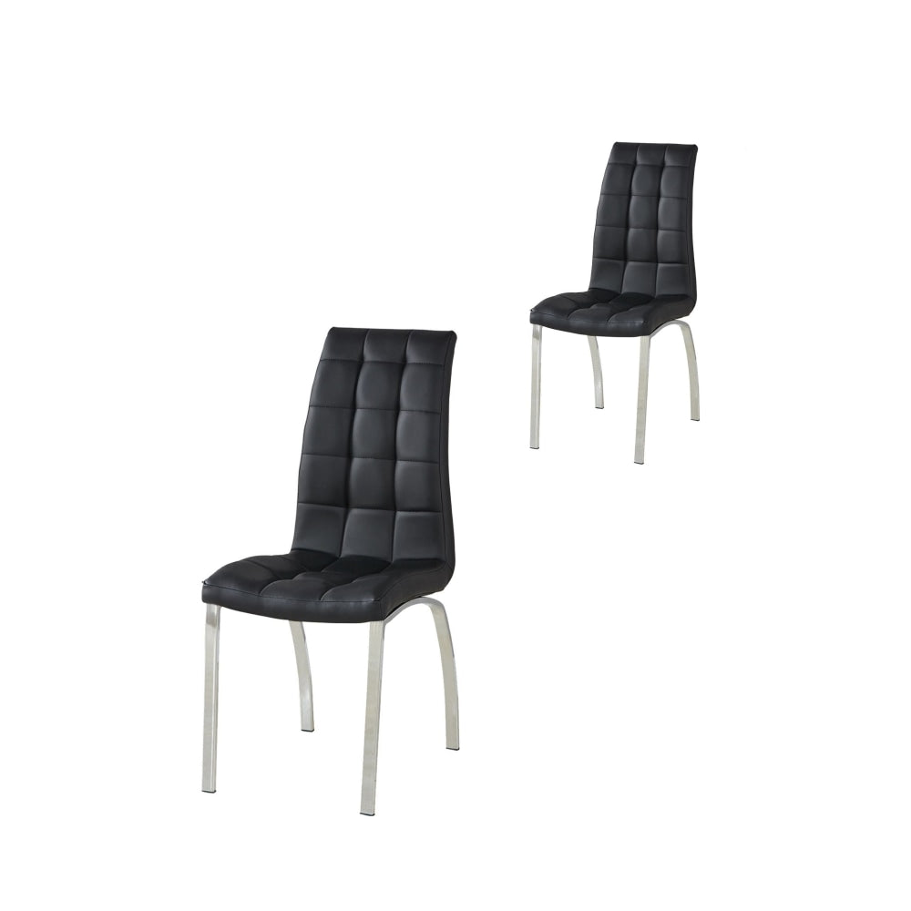 Set Of 4 Yura PU Leather Dining Chair W/ Metal Legs - Black Fast shipping On sale