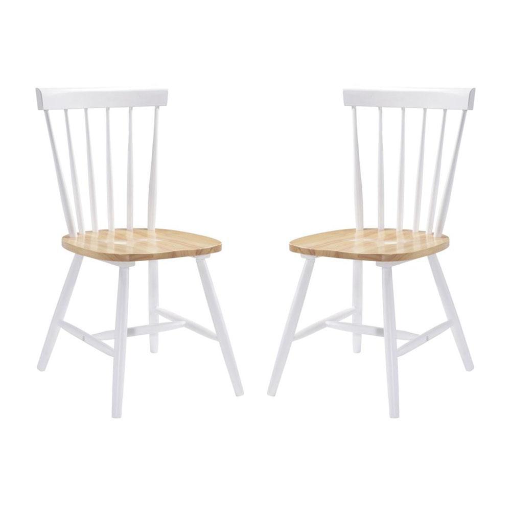 Set of Two - Hansel Dining Chairs - White Frame - Natural Seat Chair Fast shipping On sale