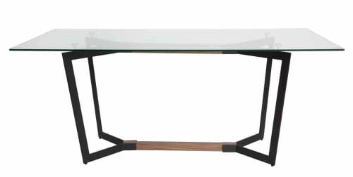 Shane Rectangular Dining Table - 180cm Walnut/Matte Black Fast shipping On sale