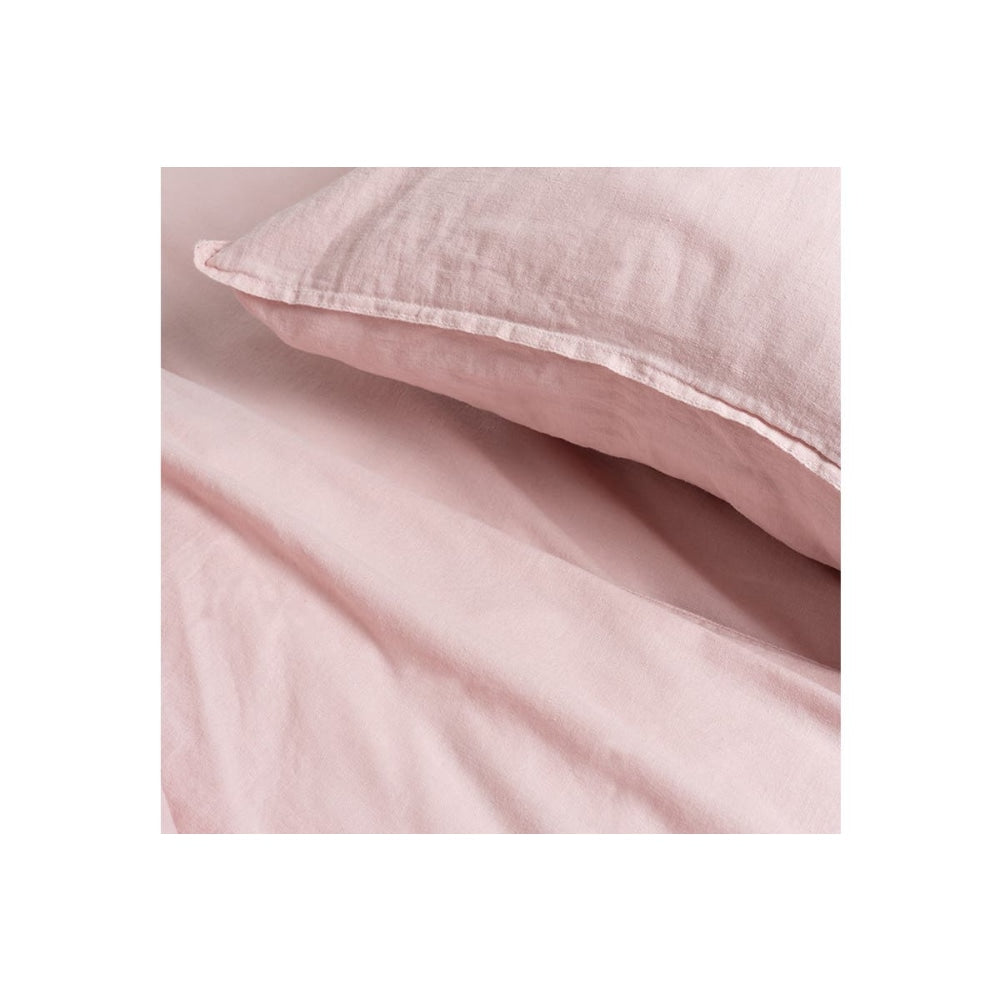 Sheraton Luxury Maison Linen Cotton Quilt Cover Set - King Dusty Pink Fast shipping On sale