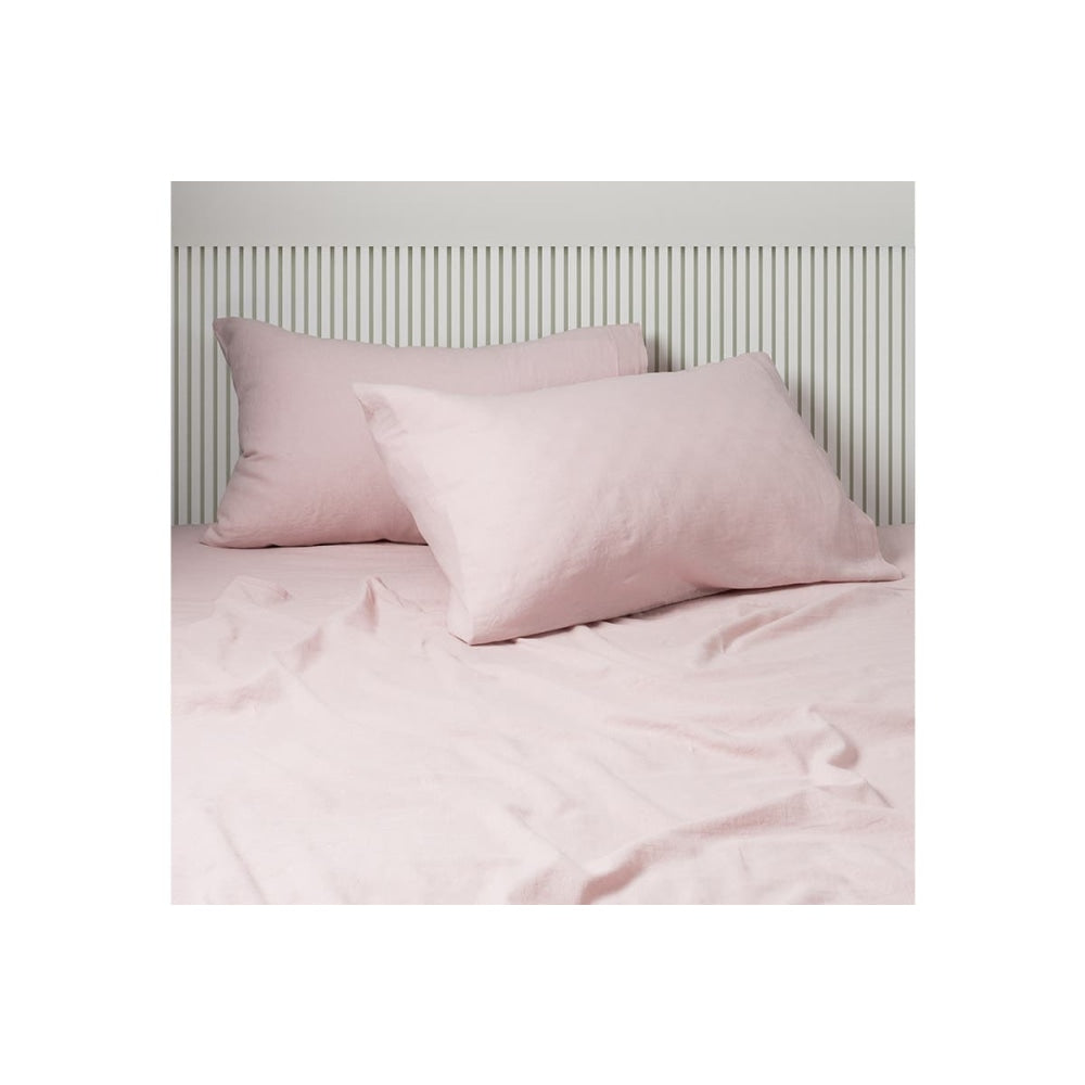 Sheraton Luxury Maison Linen Cotton Sheet Set - King Dusty Pink Bed Fast shipping On sale