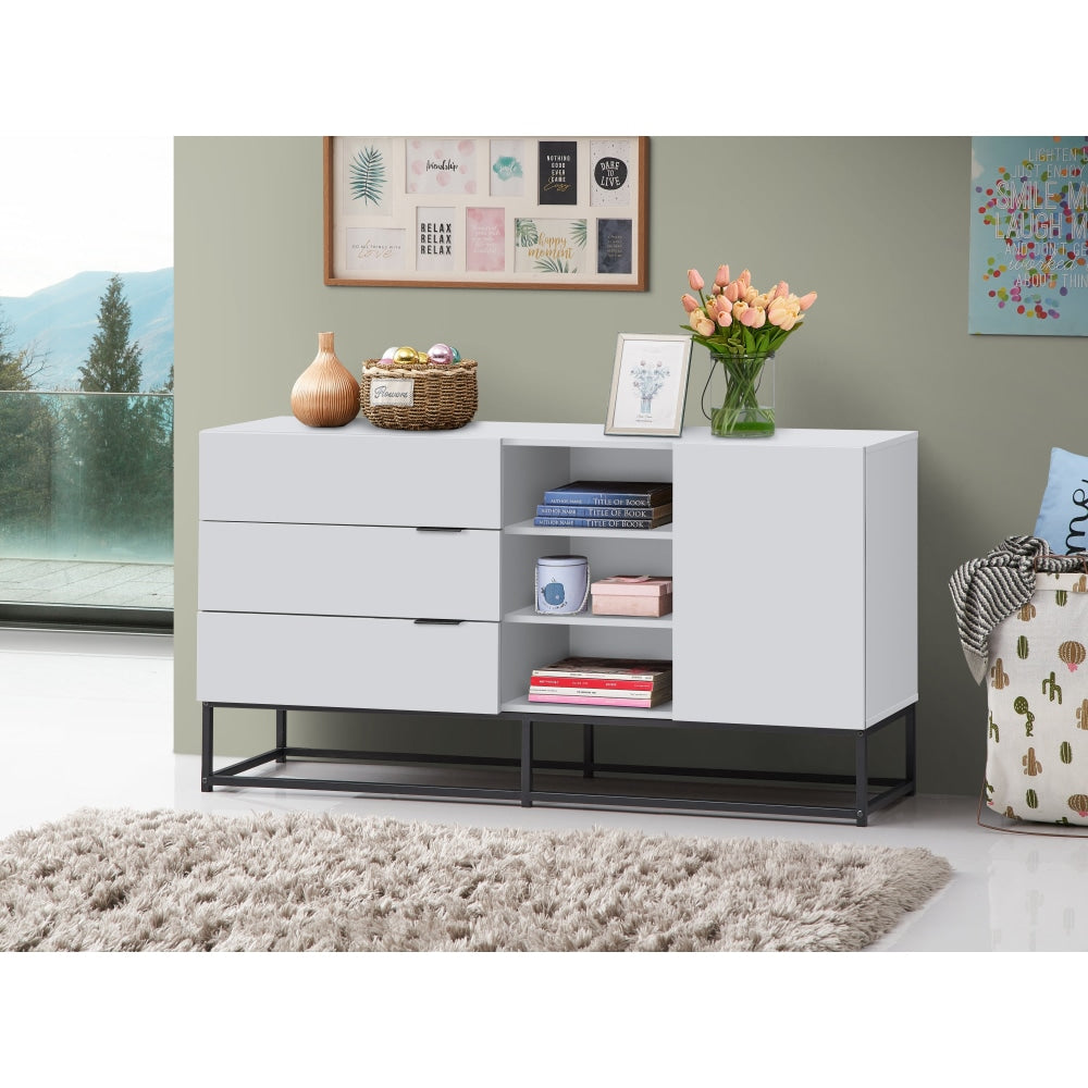 Shia Buffet Unit Sideboard Storage Cabinet W/ 1-Door 3-Drawers - White/Black & Fast shipping On sale