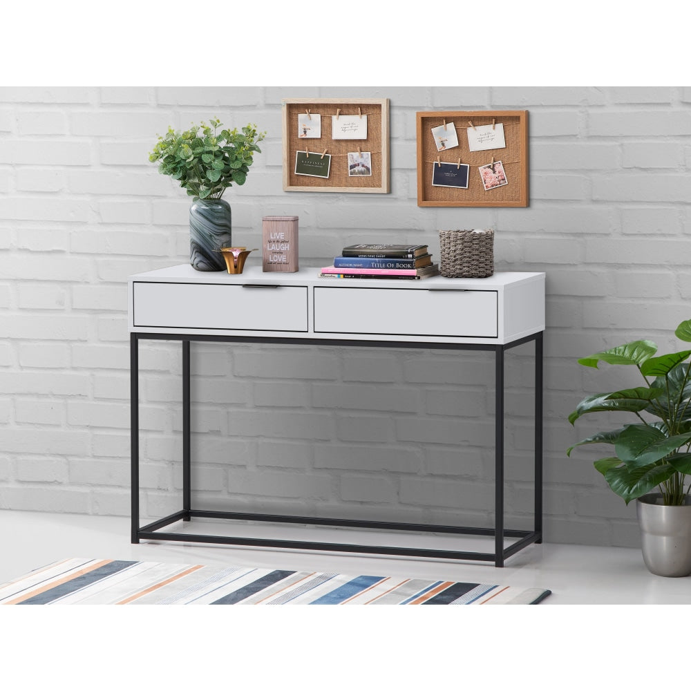 Shia Hallway Console Hall Table 2-Drawers - White/Black Fast shipping On sale
