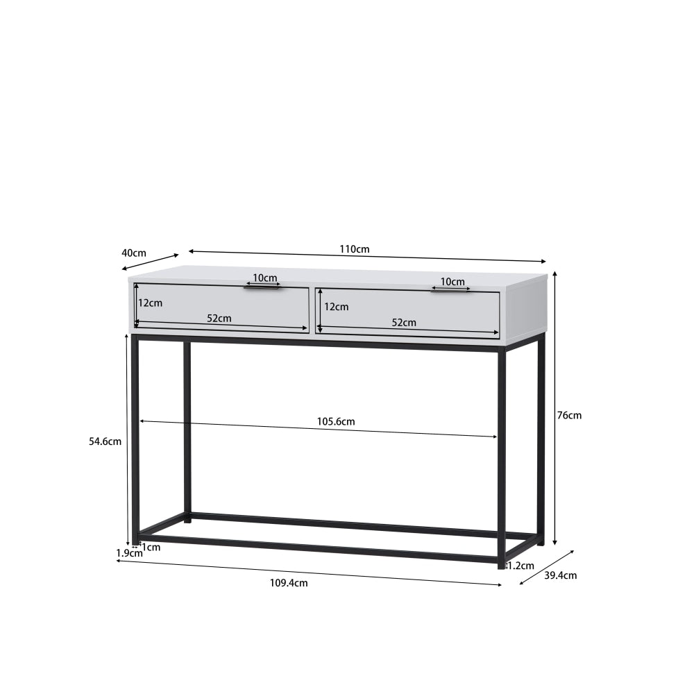 Shia Hallway Console Hall Table 2 - Drawers - White/Black Fast shipping On sale