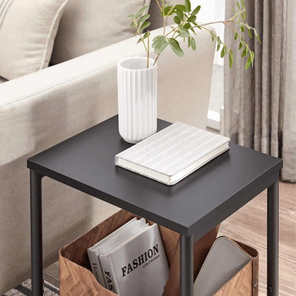 Vasagle Side Table Set of 2 Charcoal Gray and Black with Storage Shelf Fast shipping On sale