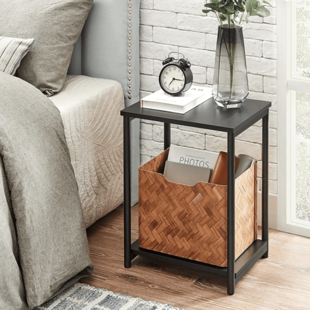 Vasagle Side Table Set of 2 Charcoal Gray and Black with Storage Shelf Fast shipping On sale