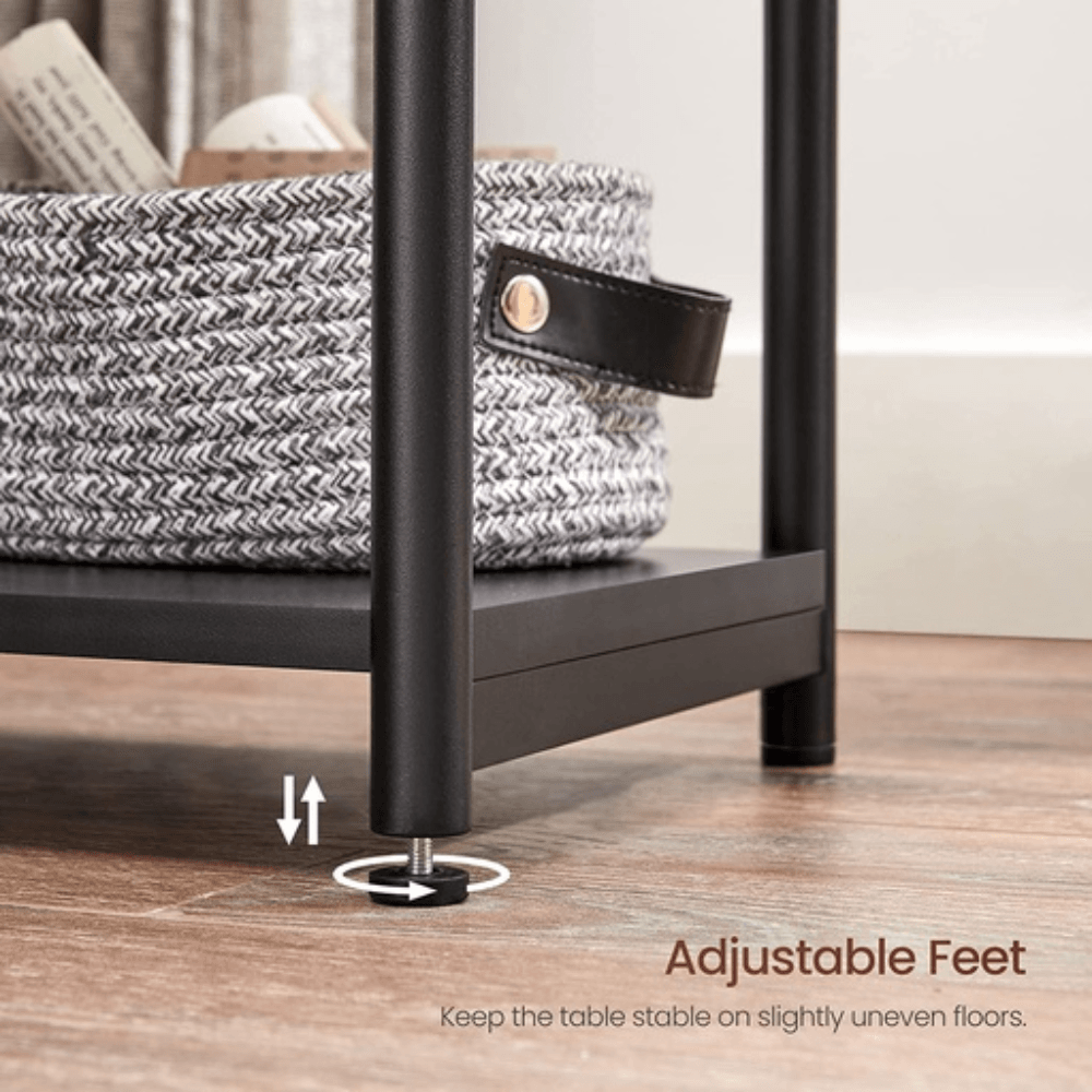 Vasagle Side Table Set of 2 Charcoal Gray and Black with Storage Shelf Fast shipping On sale