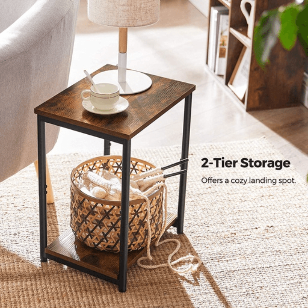 Vasagle Side Table Set of 2 Vintage Brown with Storage Shelf Accent table Fast shipping On sale