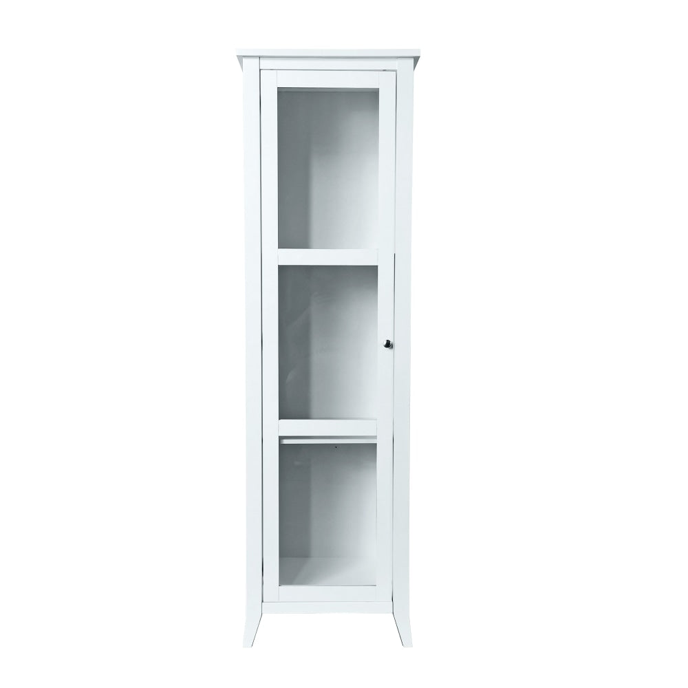 Sienna 3-Tier Display Shelf Tall Storage Cabinet W/ 1-Glass Door - White Cupboard Fast shipping On sale