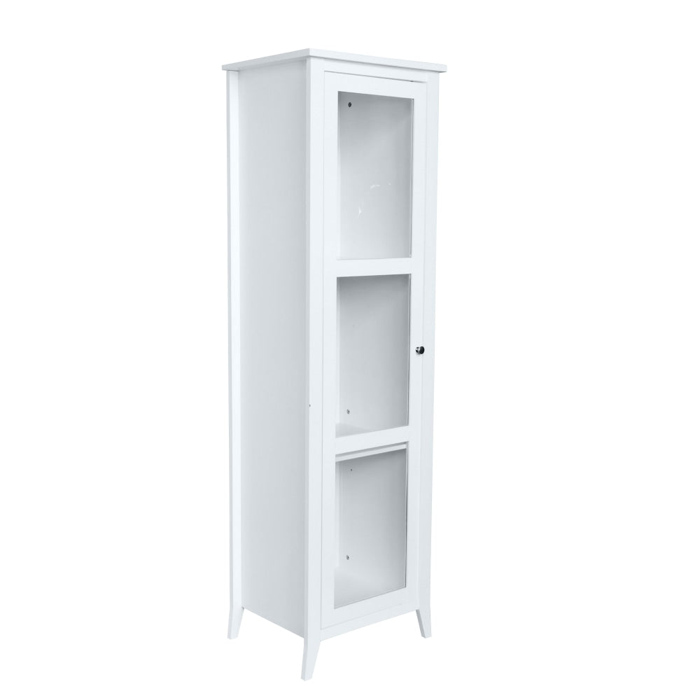 Sienna 3-Tier Display Shelf Tall Storage Cabinet W/ 1-Glass Door - White Cupboard Fast shipping On sale