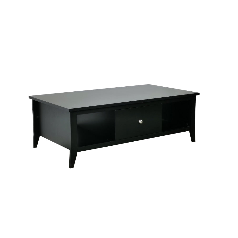 Sienna Modern Open Shelf Coffee Table W/ 1-Drawer - Black Fast shipping On sale