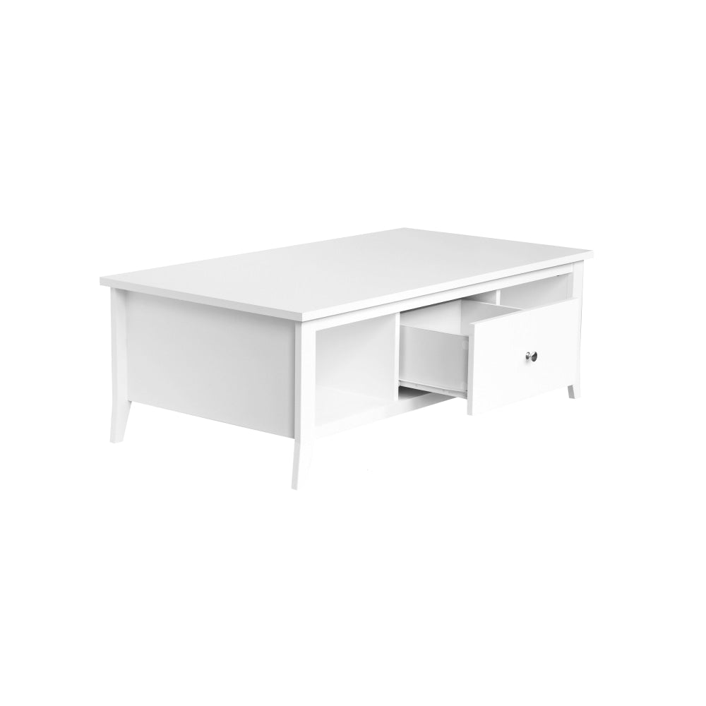 Sienna Modern Open Shelf Coffee Table W/ 1-Drawer - White Fast shipping On sale