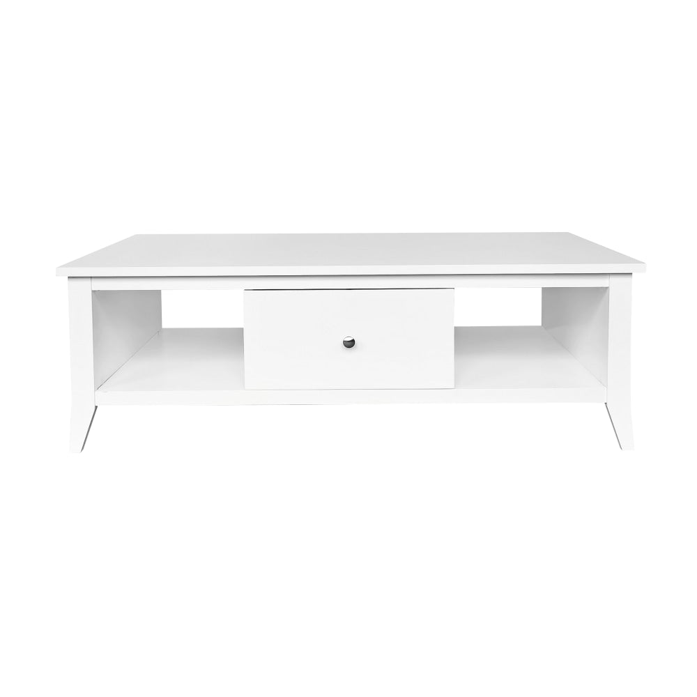 Sienna Modern Open Shelf Coffee Table W/ 1 - Drawer - White Fast shipping On sale