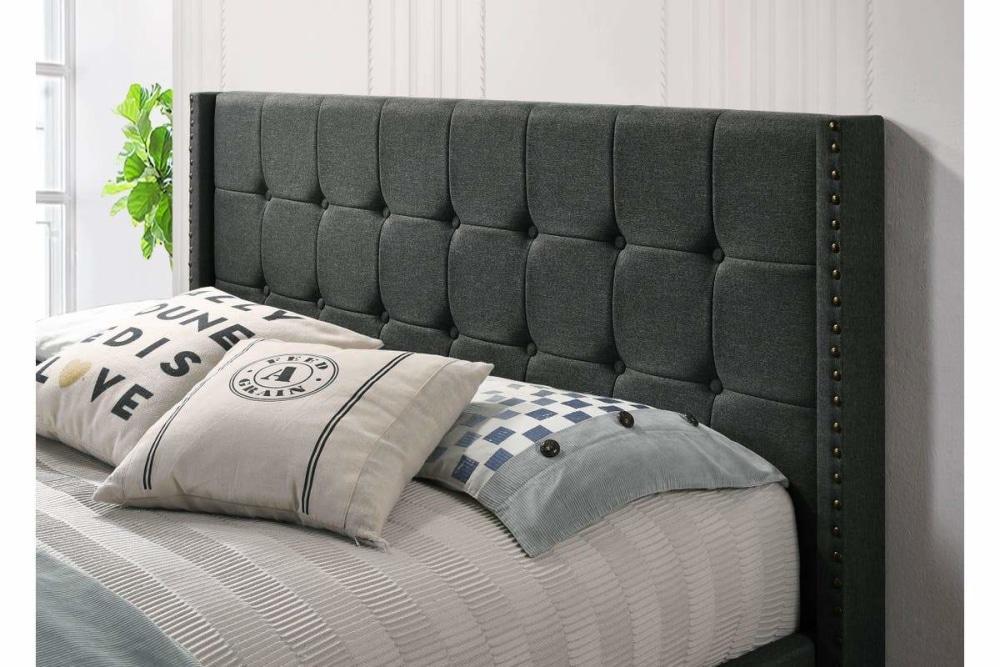 Sigurd Winged Headboard Gas Lift Storage Bed Frame - King Charcoal Fast shipping On sale