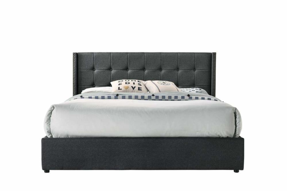 Sigurd Winged Headboard Gas Lift Storage Bed Frame - Queen - Charcoal Fast shipping On sale