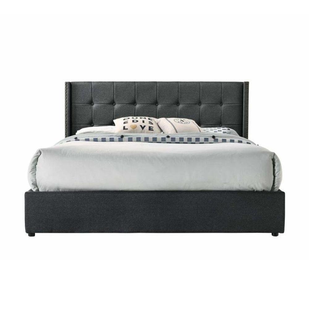 Sigurd Winged Headboard Gas Lift Storage Bed Frame - Queen - Charcoal Fast shipping On sale