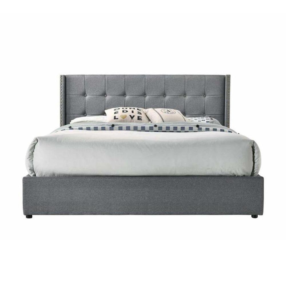 Sigurd Winged Headboard Gas Lift Storage Bed Frame - Queen - Light Grey Fast shipping On sale