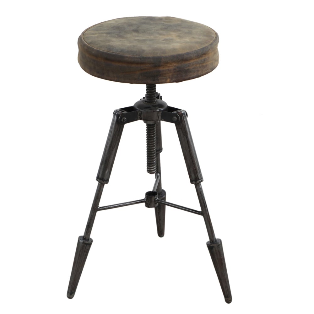 Silas Arrow Tripod Vintage Rustic Leather Kitchen Counter Bar Stool Fast shipping On sale