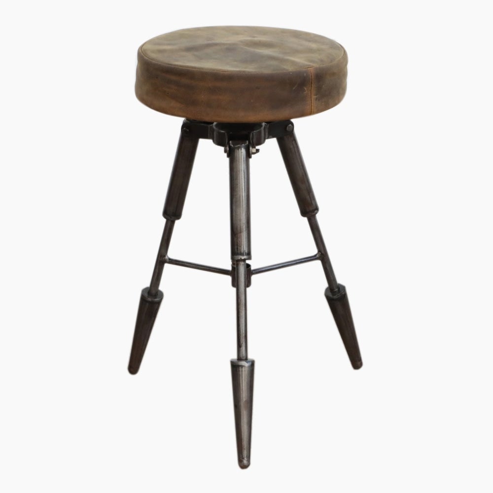 Silas Arrow Tripod Vintage Rustic Leather Kitchen Counter Bar Stool Fast shipping On sale