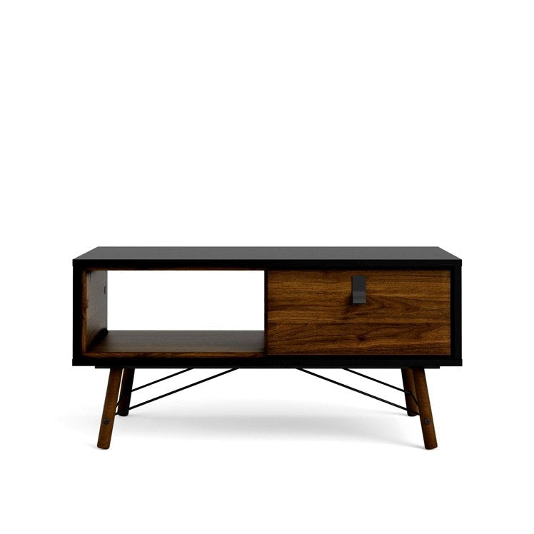 Silas Wooden Open Shelf Coffee Table W/ 1-Drawer - Black Fast shipping On sale