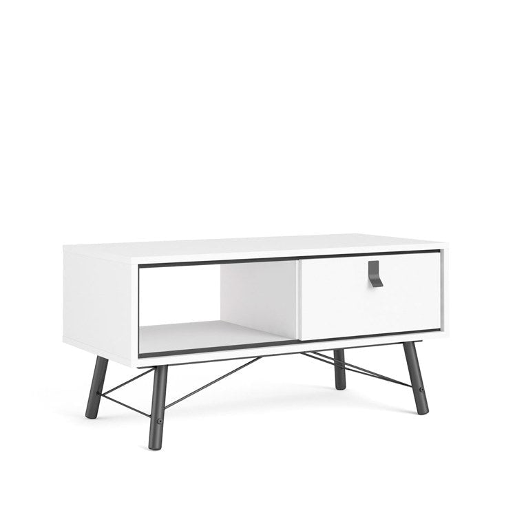 Silas Wooden Open Shelf Coffee Table W/ 1-Drawer - White Fast shipping On sale