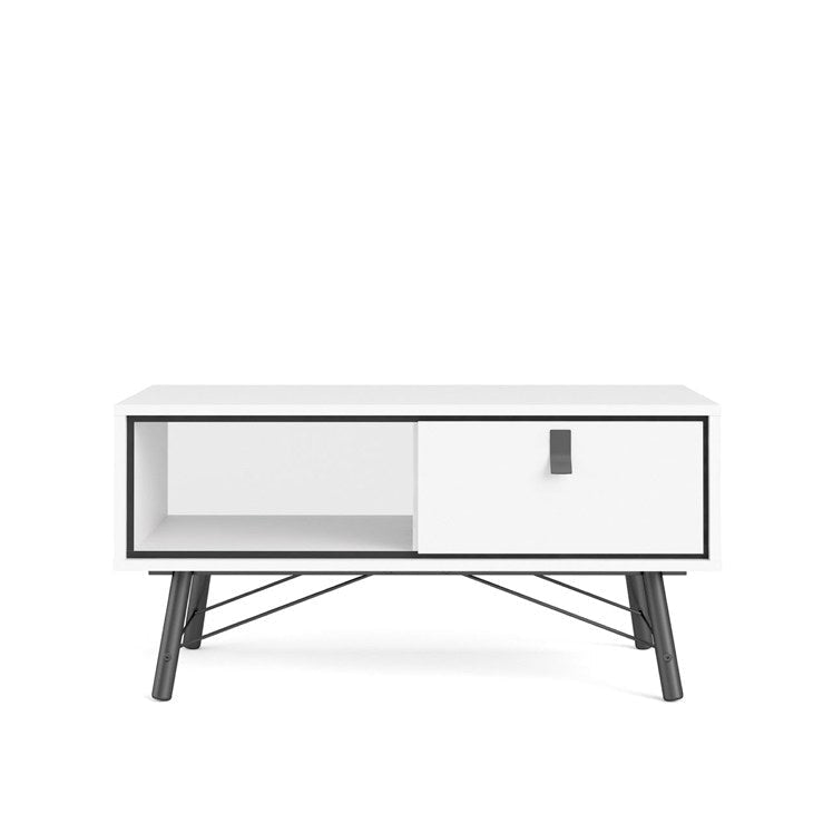 Silas Wooden Open Shelf Coffee Table W/ 1-Drawer - White Fast shipping On sale