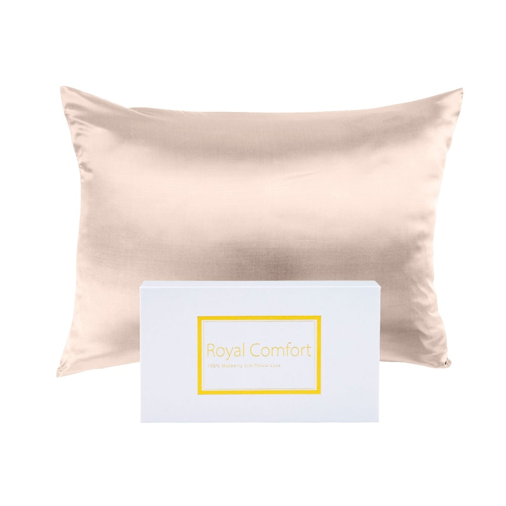 SILK PILLOW CASE TWIN PACK - SIZE: 51X76CM - Champagne Pink Bed Sheet Fast shipping On sale