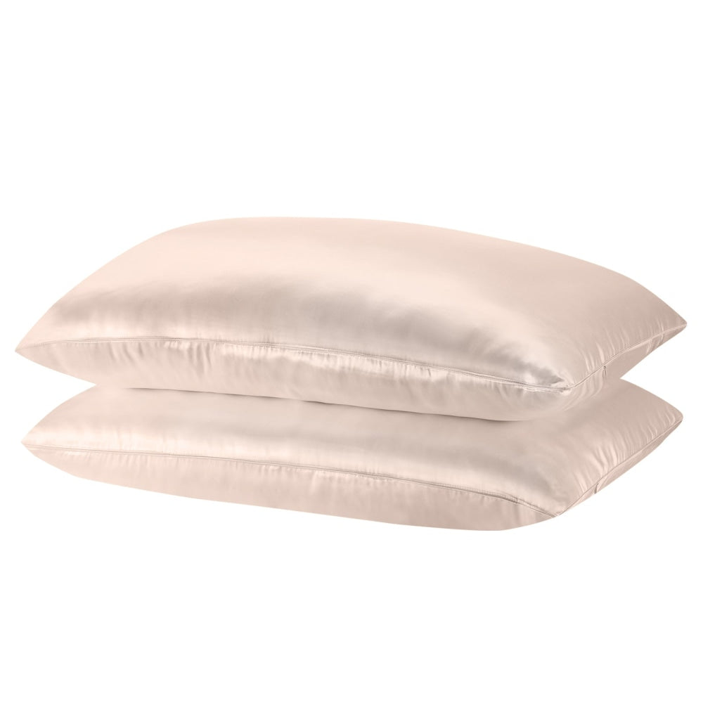 SILK PILLOW CASE TWIN PACK - SIZE: 51X76CM - Champagne Pink Bed Sheet Fast shipping On sale